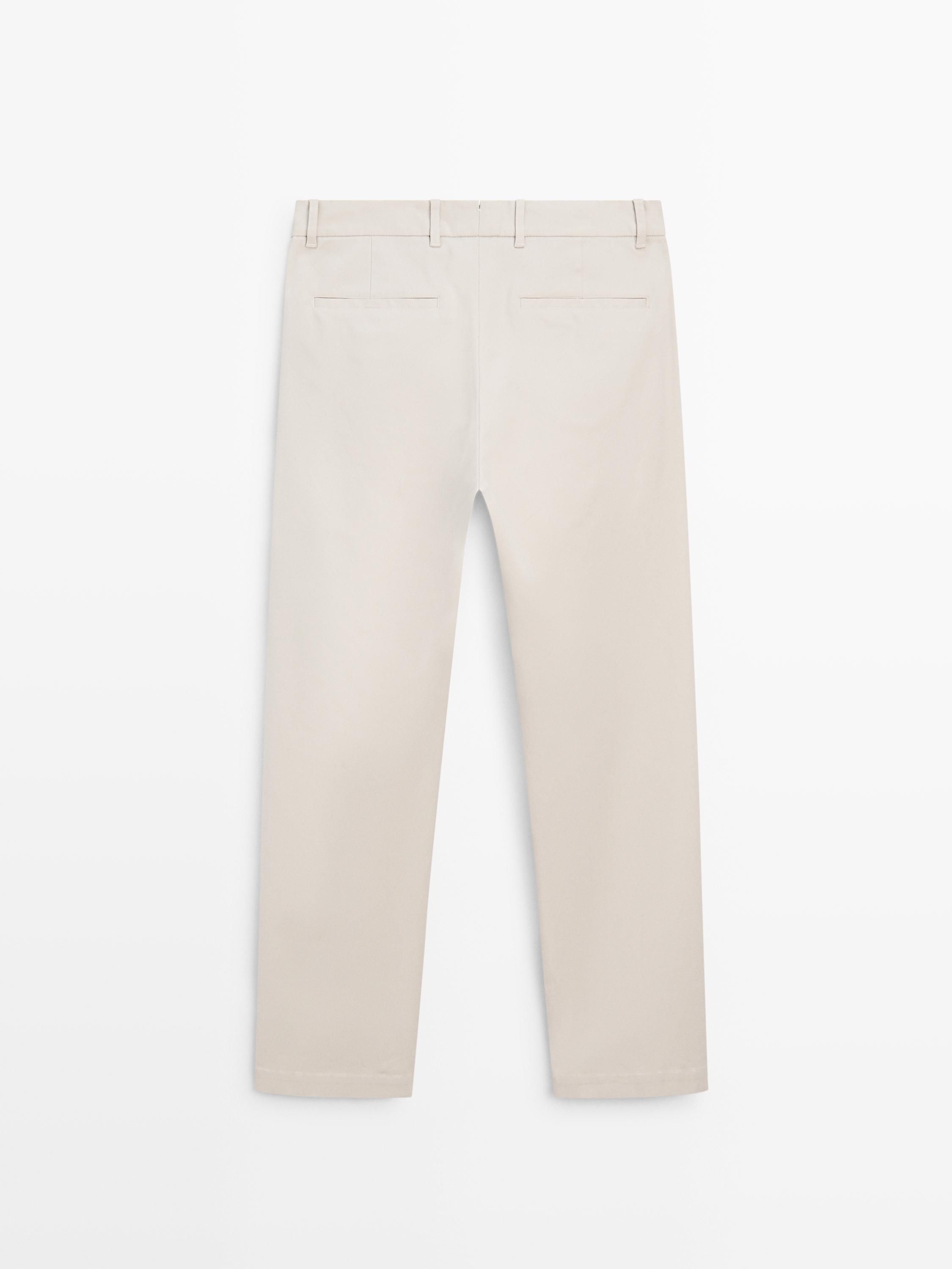 Cotton blend tapered fit trousers